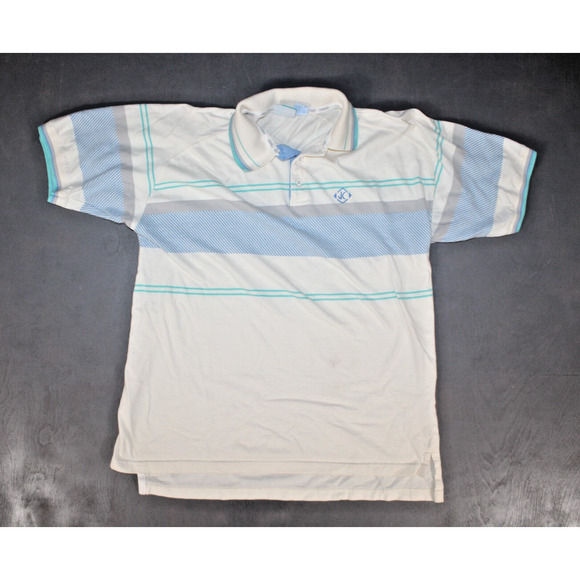 VINTAGE Slazenger Jimmy Connors Tennis Polo Shirt Men Large Striped 80s 90s Surf - Picture 1 of 4